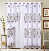 Embroidered Medallion Curtain Set – 2 Panel Window Drapes with Attached Backing & Matching Valance Furniture & Decor - Tophatter Daily Deals
