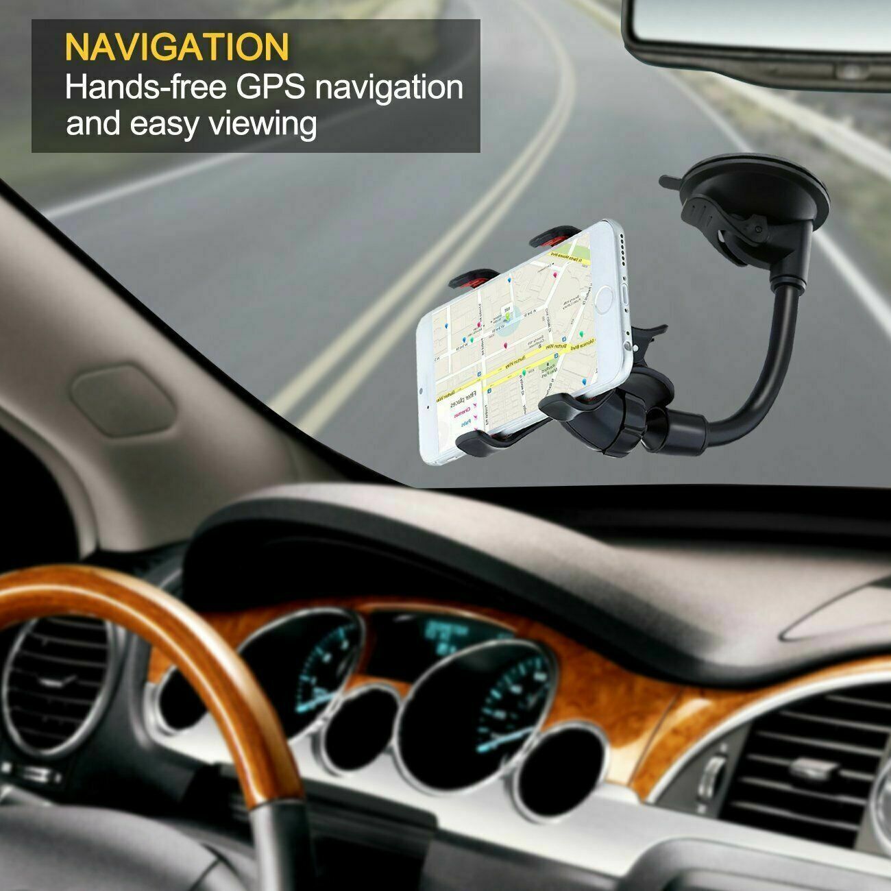 360 Car Rearview Mirror Rotation Adjustable Phone Holder Mount Multifunction 5 - Tophatter Daily Deals