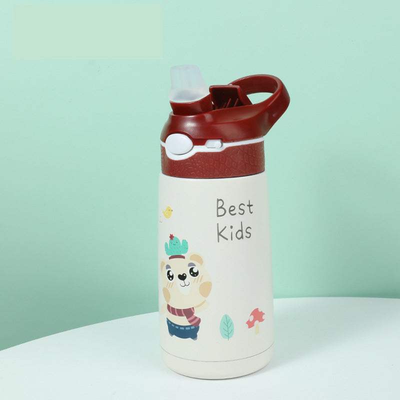 Tophatter's™ Sippy Straw Thermal Cup Red Bear 400ml 13 oz Tumblers - Tophatter Daily Deals