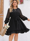 Plus Size Swiss Dot Round Neck Long Sleeve Dress Black Casual Dresses - Tophatter Daily Deals