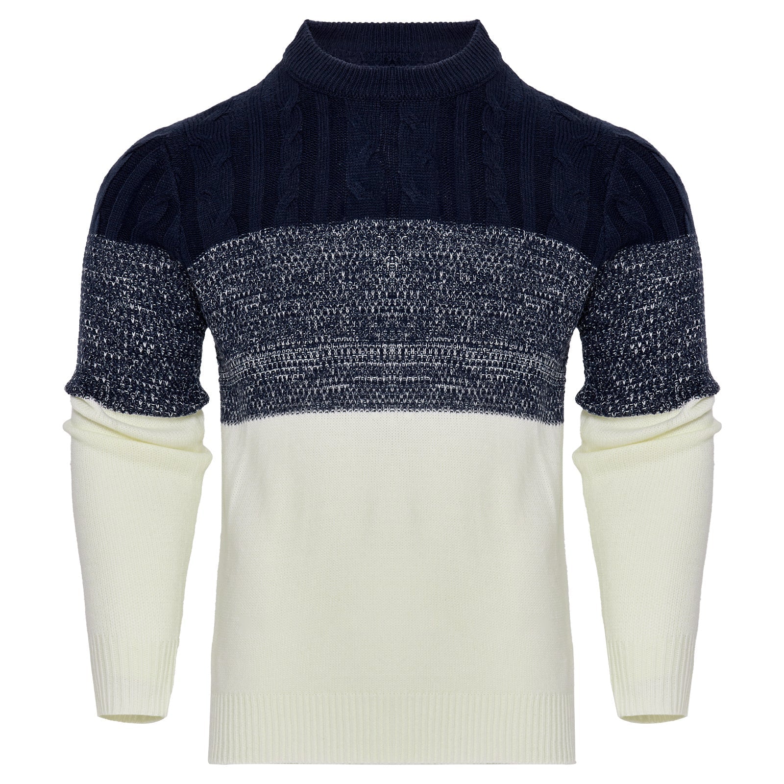 Warm Men's Pullover Sweater - Colorblock Cable Knit Fall 3D Changing Face Moving Picture Frame - Tophatter Daily Deals