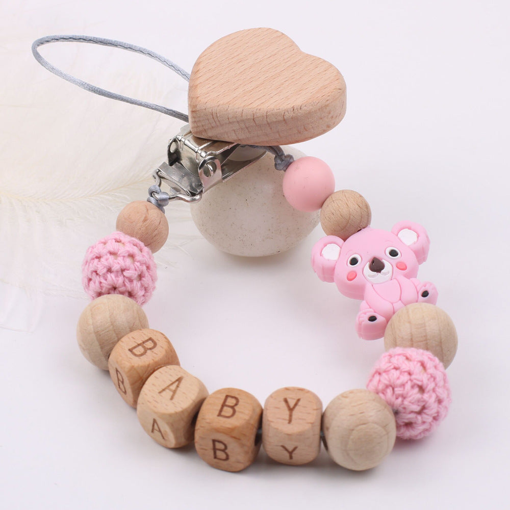 Baby Products Soothing Beech Wood Mouth Chain Clip Pink 7 - Tophatter Daily Deals