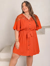 Plus Size Lace Button Up Half Sleeve Dress Casual Dresses - Tophatter Daily Deals