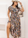 Plus Size Ruffled Printed Cap Sleeve Dress Casual Dresses - Tophatter Daily Deals