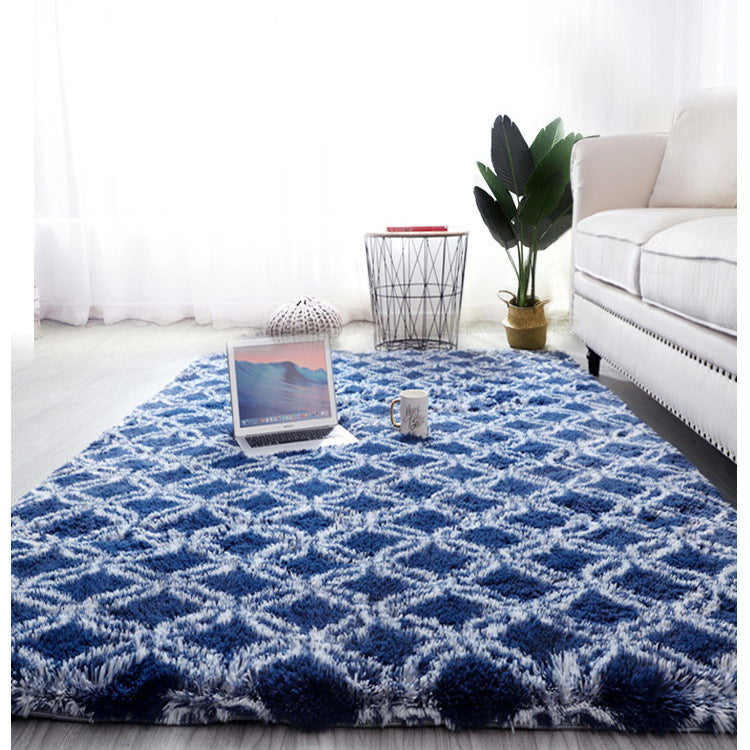 Bedside Pattern Carpet Living Room Tea Table Mat Blue 0 - Tophatter Daily Deals