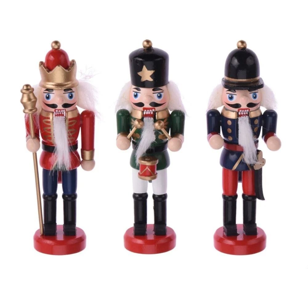 Set of 3 Traditional Nutcracker Soldier Baubles | Christmas Tree Ornament 12cm Baubles - Tophatter Daily Deals