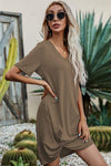 Twisted V-Neck Short Sleeve Dress Casual Dresses - Tophatter Daily Deals