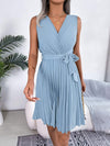 Tied Surplice Sleeveless Pleated Dress Casual Dresses - Tophatter Daily Deals