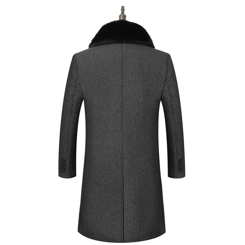 Warm Men’s Mid-Length Wool Jacket - Cozy Lapel, Winter 3D Changing Face Moving Picture Frame - Tophatter Daily Deals