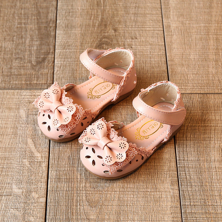 2021 new summer Child Girls half Bow Shoes Sandals Princess 1-3 Baby Toddler shoes' shoes Pink 0 - Tophatter Daily Deals