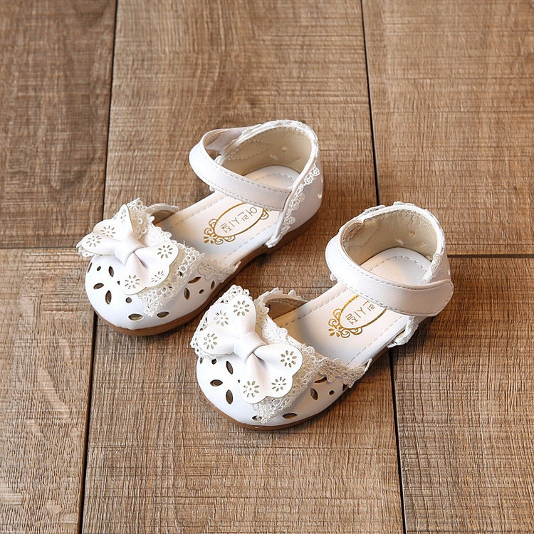 2021 new summer Child Girls half Bow Shoes Sandals Princess 1-3 Baby Toddler shoes' shoes Sliver 0 - Tophatter Daily Deals