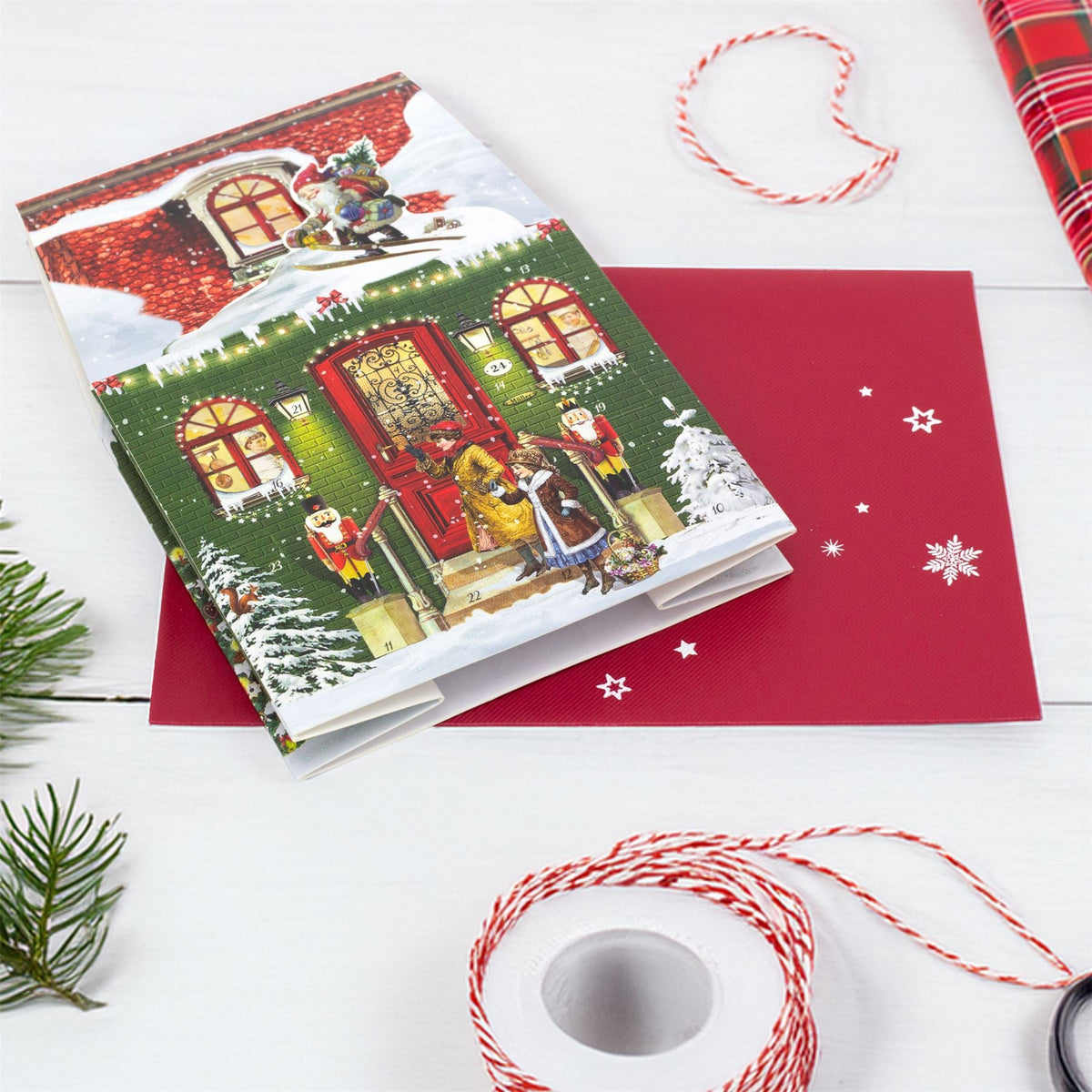 Mini Pop-up Christmas Advent Calendar House with 24 Glittery Doors & Envelope Advent Calendar - Tophatter Daily Deals