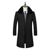 Warm Men’s Mid-Length Wool Jacket - Cozy Lapel, Winter Black 3D Changing Face Moving Picture Frame - Tophatter Daily Deals