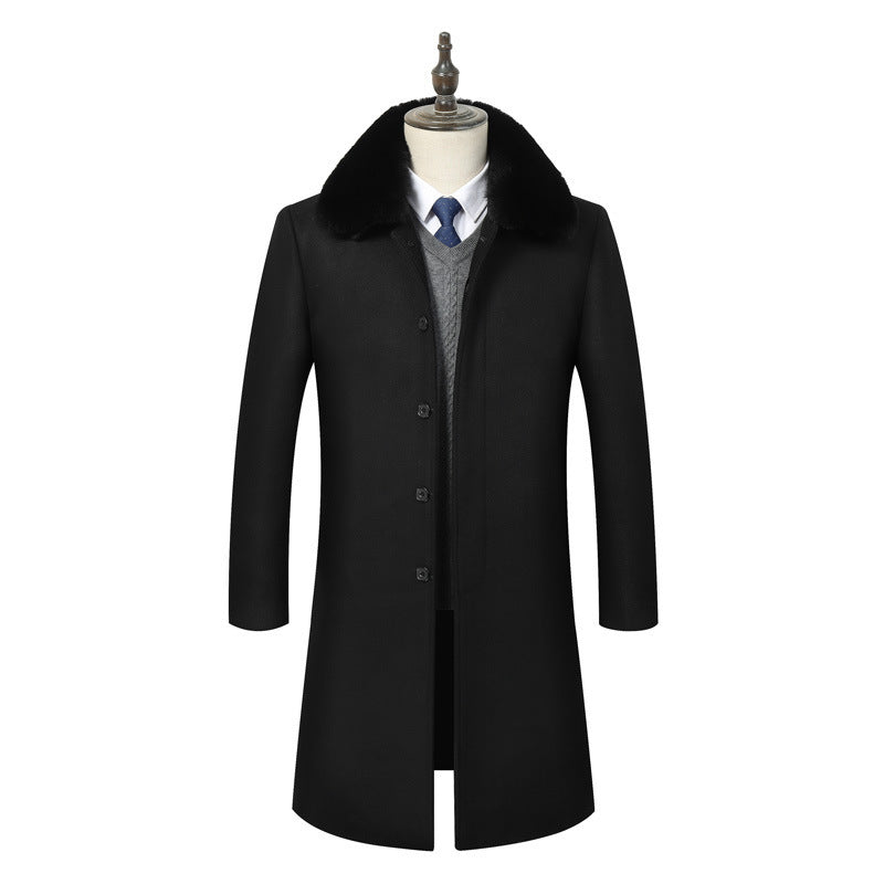 Warm Men’s Mid-Length Wool Jacket - Cozy Lapel, Winter Black 3D Changing Face Moving Picture Frame - Tophatter Daily Deals