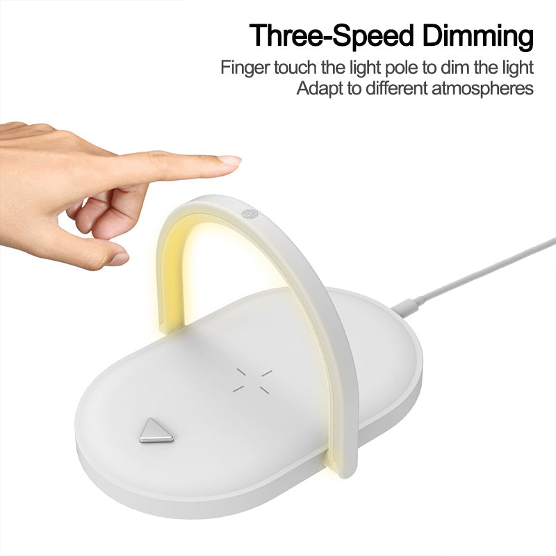 3 In 1 Foldable Wireless Charger Night Light Wireless Charging Station Stonego LED Reading Table Lamp 15W Fast Charging Light 0 - Tophatter Daily Deals