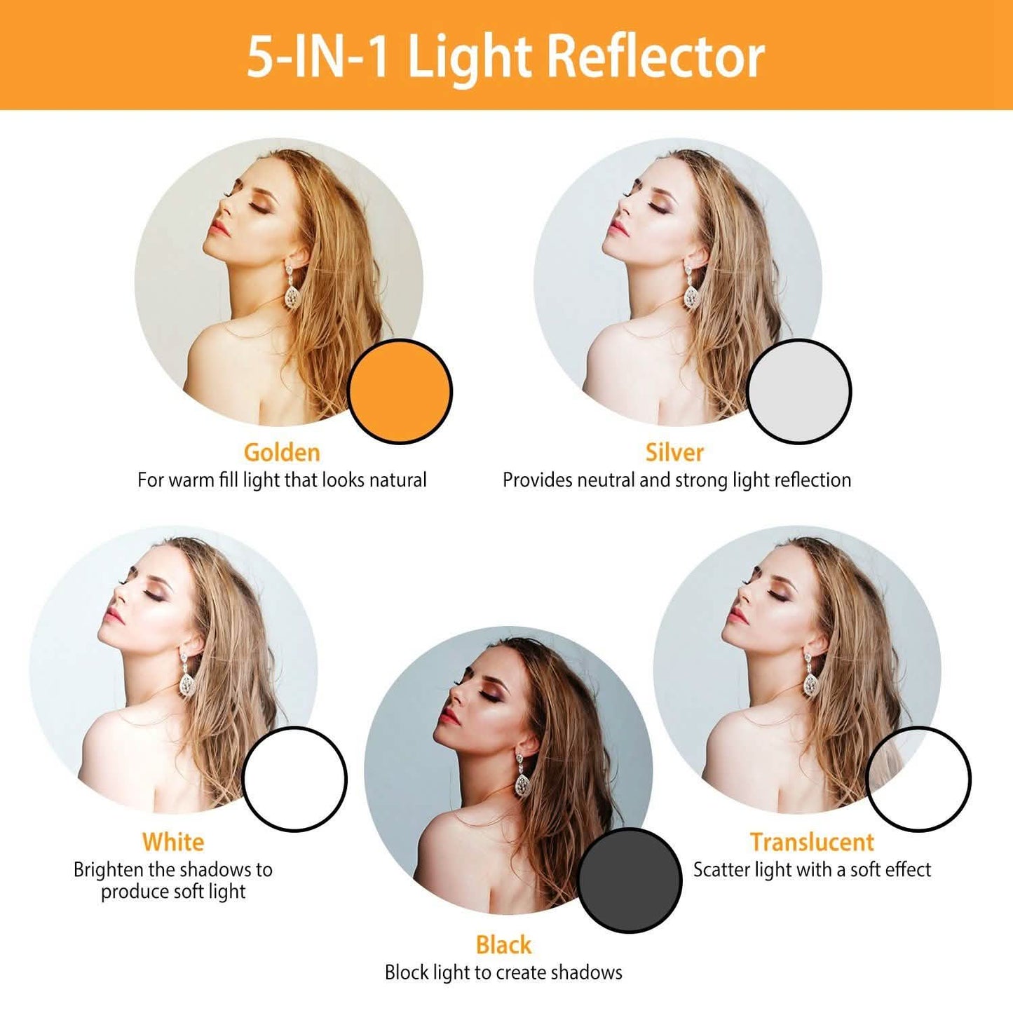42.5" 5 In 1 Photography Round Light Collapsible Reflector Everything Else - Tophatter Daily Deals