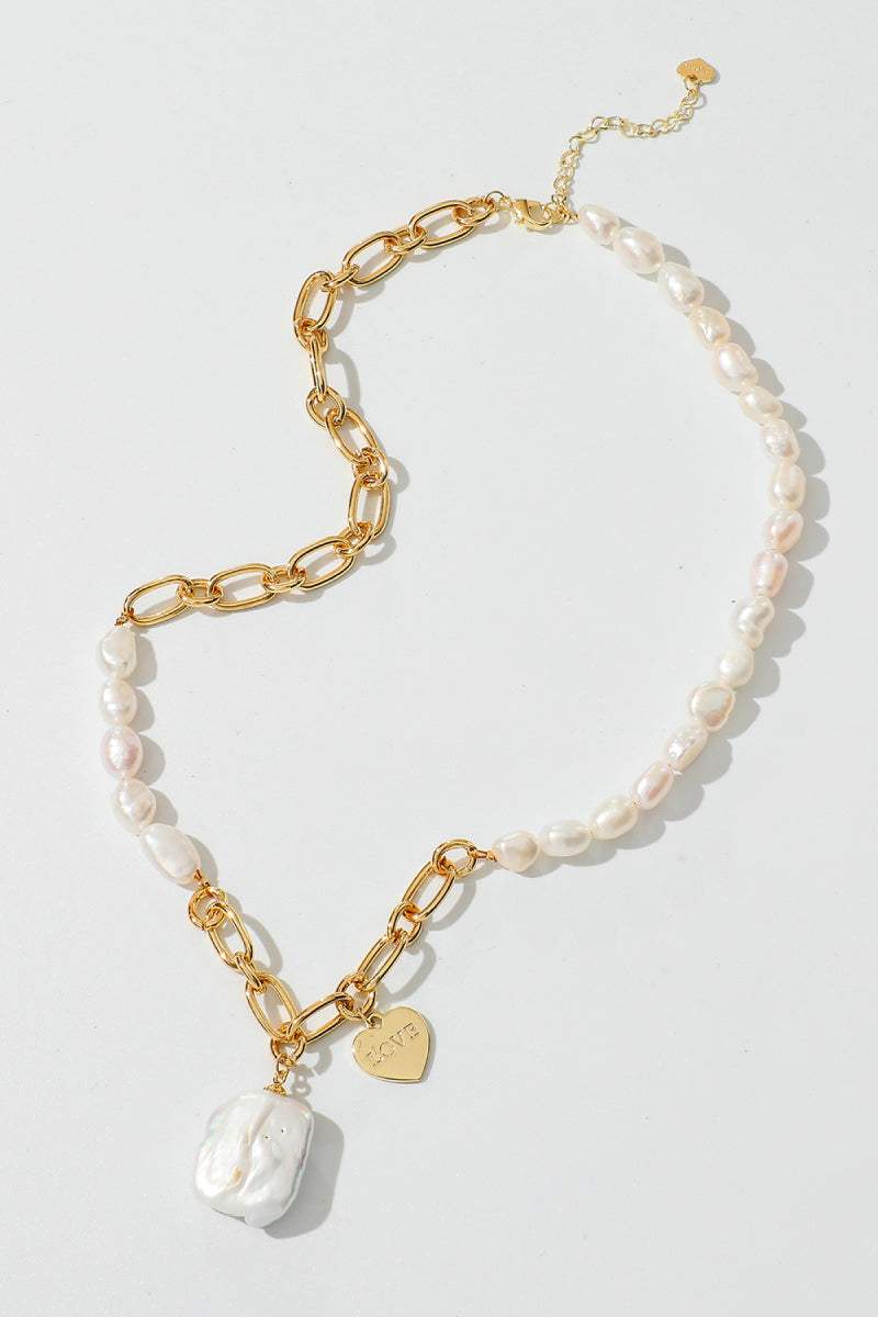 Gold Chain & Pearl Necklace Gold One Size Necklaces - Tophatter Daily Deals