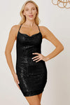 Sequin Spaghetti Strap Mini Wrap Dress Cocktail Dresses - Tophatter Daily Deals