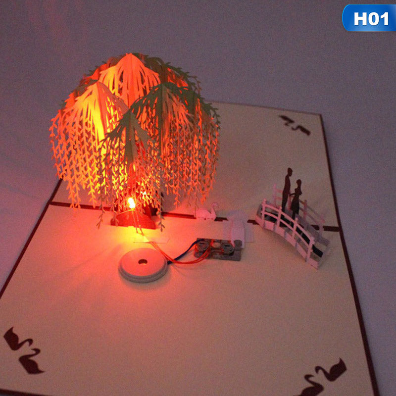 3D light paper cut greeting card Willow 0 - Tophatter Daily Deals