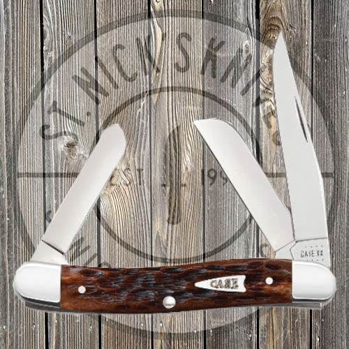Case - Brown Bone Peach Seed Jig Medium Stockman - 42651 Knives - Tophatter Daily Deals