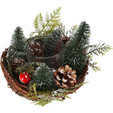 Christmas Tree Tealight Candle Holder | Pinecone & Toadstool Centrepiece - 12cm Candle Holder - Tophatter Daily Deals