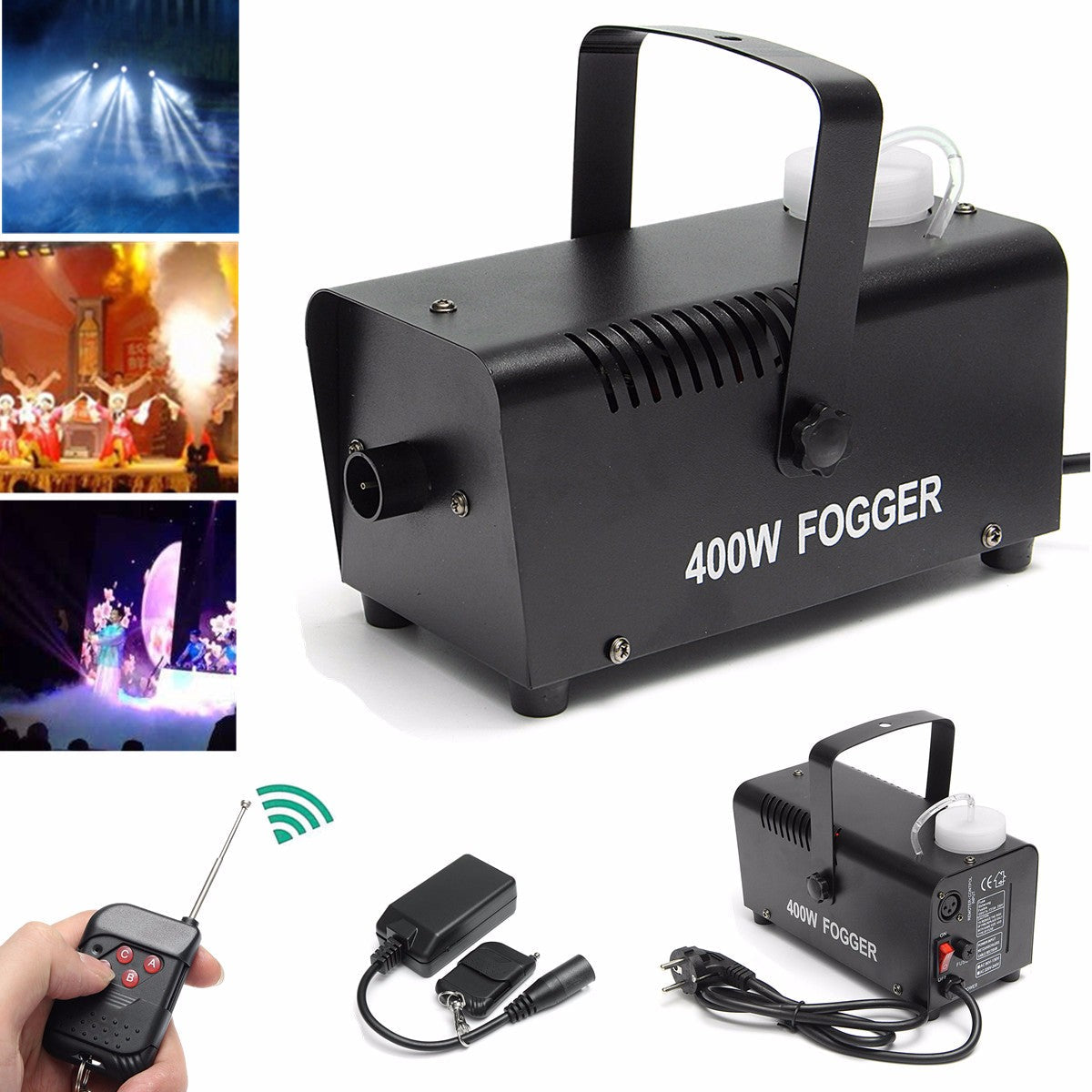 400W wire-controlled smoke machine Black US Plug 0 - Tophatter Daily Deals