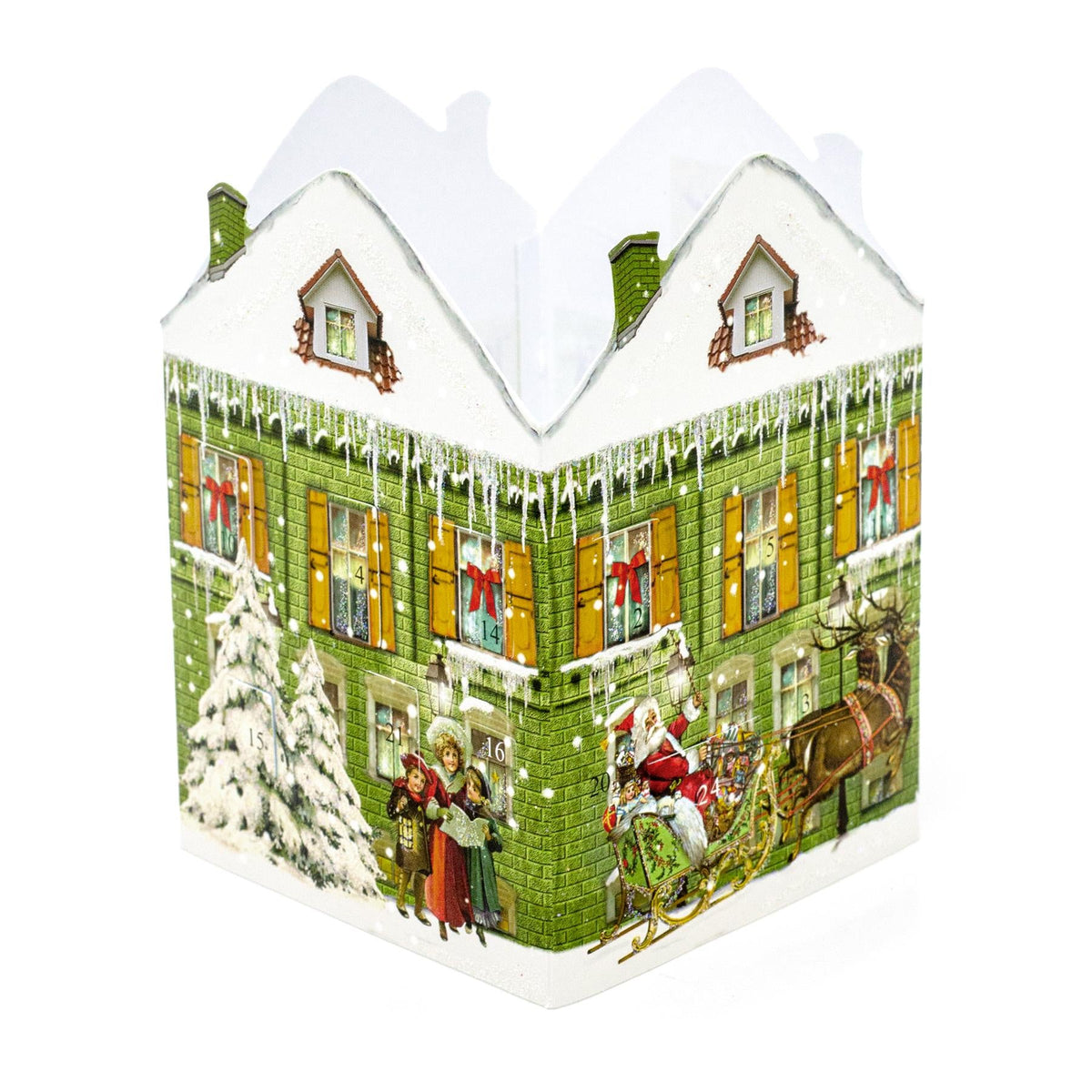 Deluxe Mini Advent Calendar Christmas Card - Nostalgic House Tealight Lantern - Green House Advent Calendar - Tophatter Daily Deals