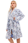 Plus Size Printed Tie Waist Robe with Pocket Lavender Sleep Dresses - Tophatter Daily Deals