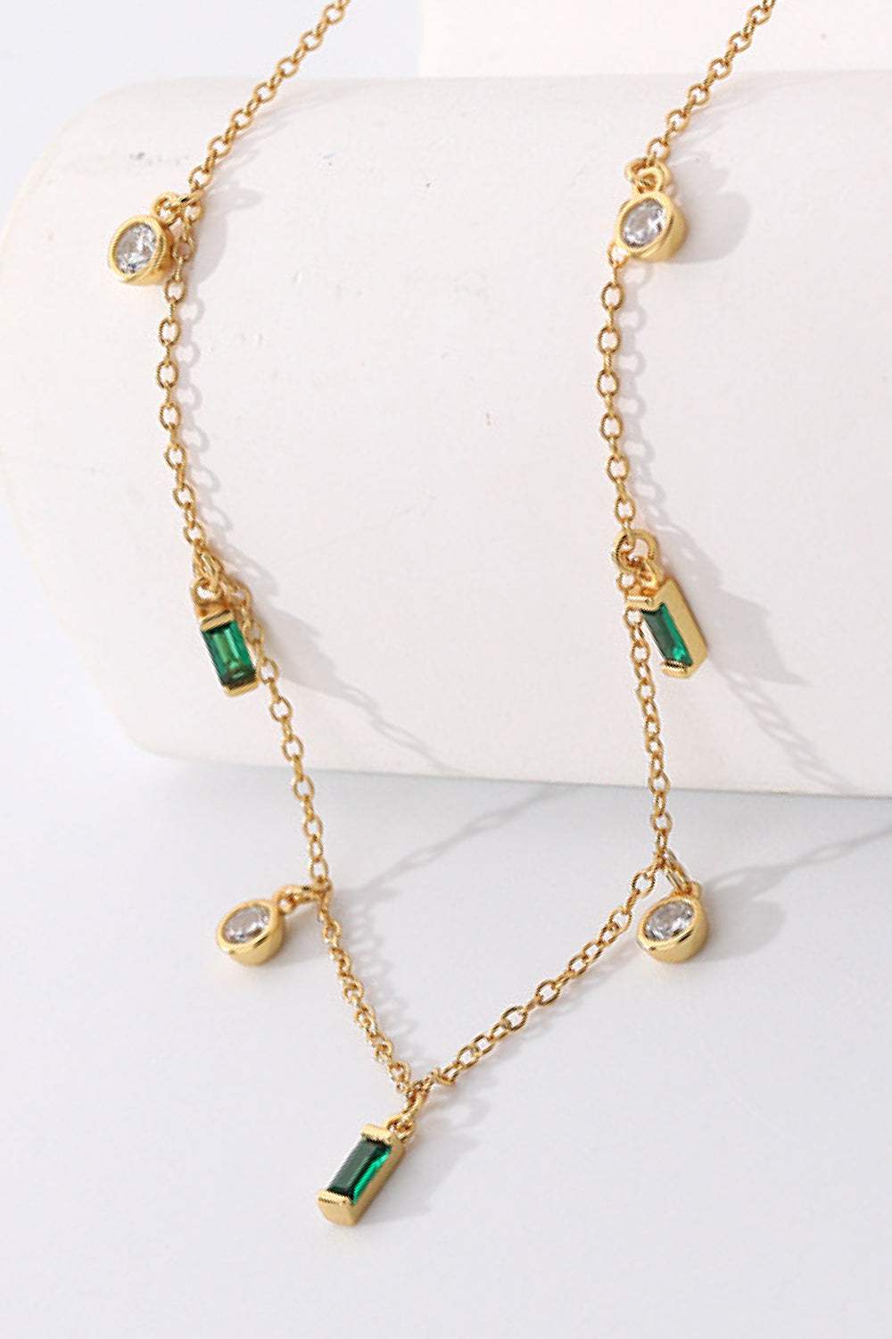 18K Gold Plated Multi-Charm Chain Necklace Green One Size Necklaces - Tophatter Daily Deals