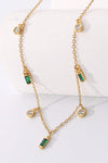 18K Gold Plated Multi-Charm Chain Necklace Green One Size Necklaces - Tophatter Daily Deals