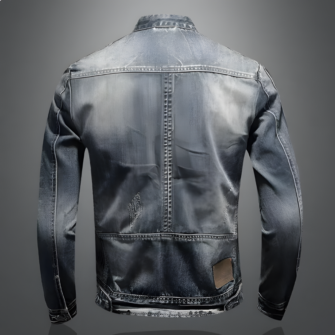 Fitted Men's Denim Jacket - Slim Fit, Distressed Denim - Tophatter Daily Deals