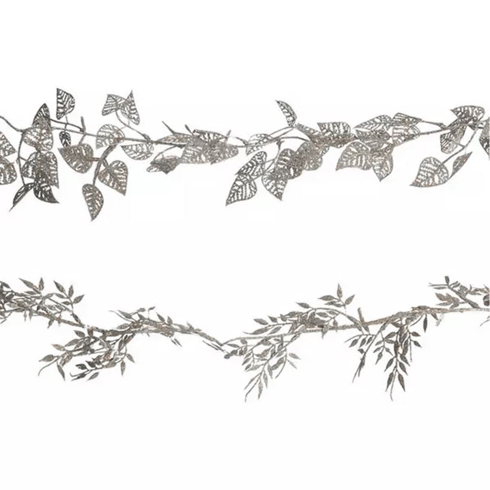 Silver Leaf Christmas Garland | Artificial Vine for Christmas Tree - 180cm Garland - Tophatter Daily Deals