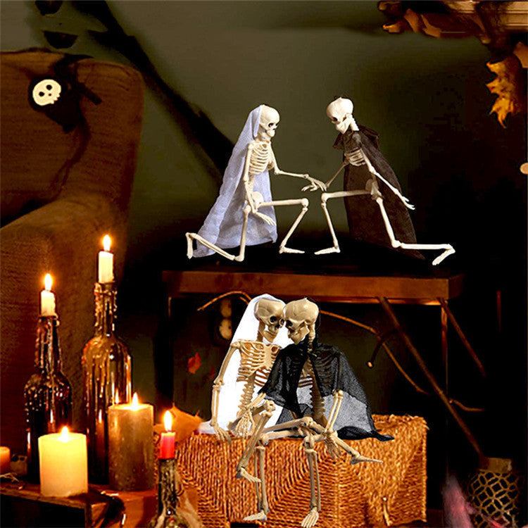 Halloween Plastic Skeleton Couple Props Wedding Veil Decor 3D Changing Face Moving Picture Frame - Tophatter Daily Deals