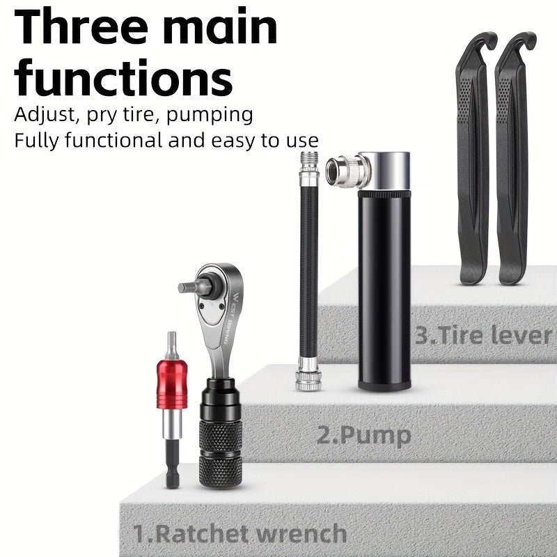 Bike Repair Tool Kit with Pump and Bag Bicycle Accessories - Tophatter Daily Deals