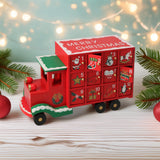 Wooden Christmas Truck Advent Calendar | Festive Red Truck with 24 Drawers 29cm Advent Calendar - Tophatter Daily Deals