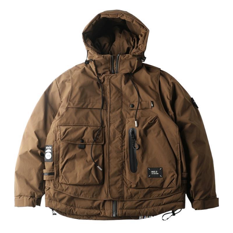 Warm Men's Down Jacket - Loose Multi Pocket, Corduroy 3D Changing Face Moving Picture Frame - Tophatter Daily Deals