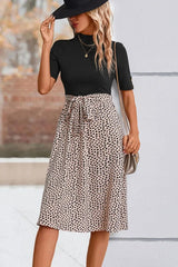 Printed Short Sleeve Belted Dress Casual Dresses - Tophatter Daily Deals