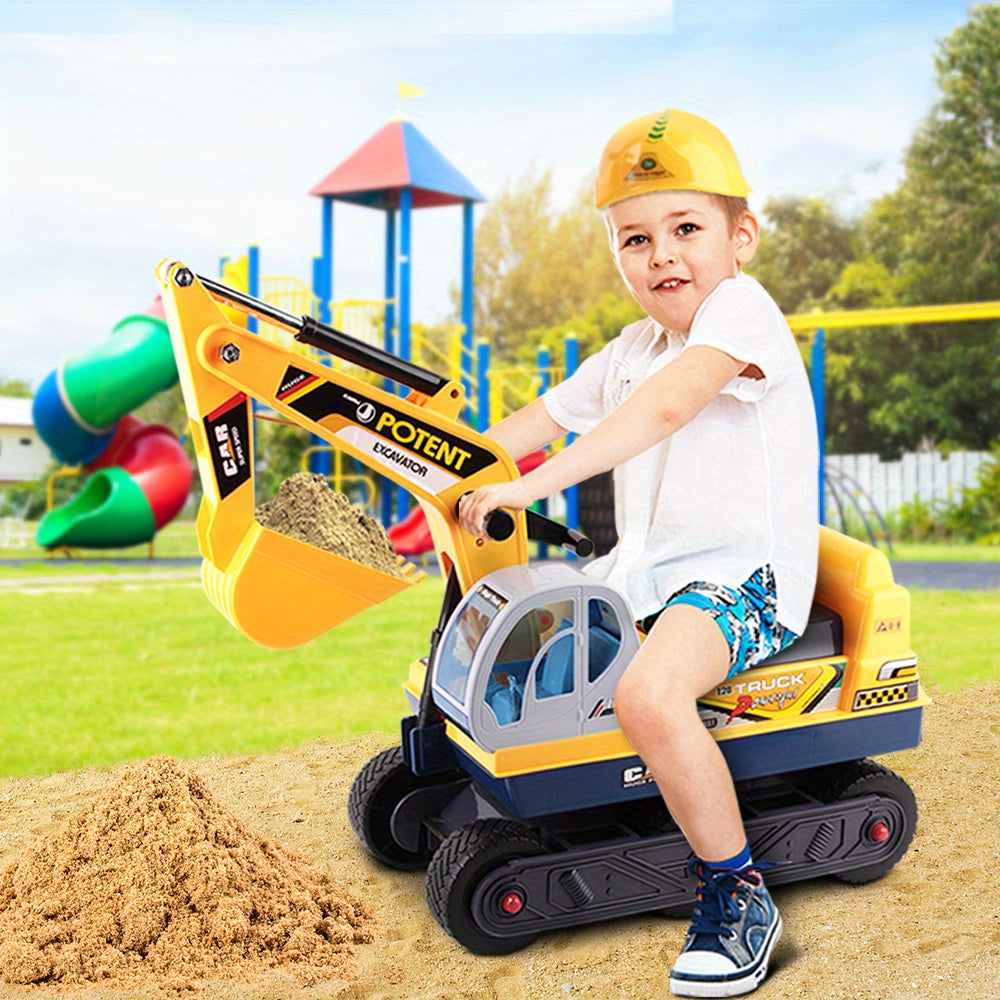 Ride-On Excavator Toy with Helmet Push & Pedal Riding Vehicles - Tophatter Daily Deals