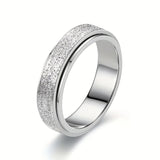 Stainless Steel Spinner Ring, Frosted Anxiety Fidget Band, 6 mm Silver Rings - Tophatter Daily Deals