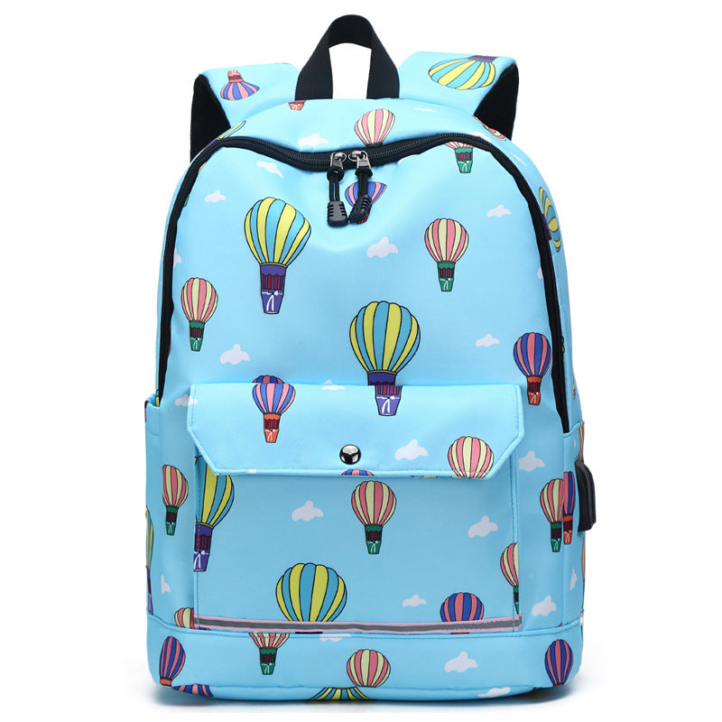 Backpack Female Backpack Computer Rechargeable Schoolbag Sky Blue 16 inches 0 - Tophatter Daily Deals
