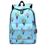 Backpack Female Backpack Computer Rechargeable Schoolbag Sky Blue 16 inches 0 - Tophatter Daily Deals