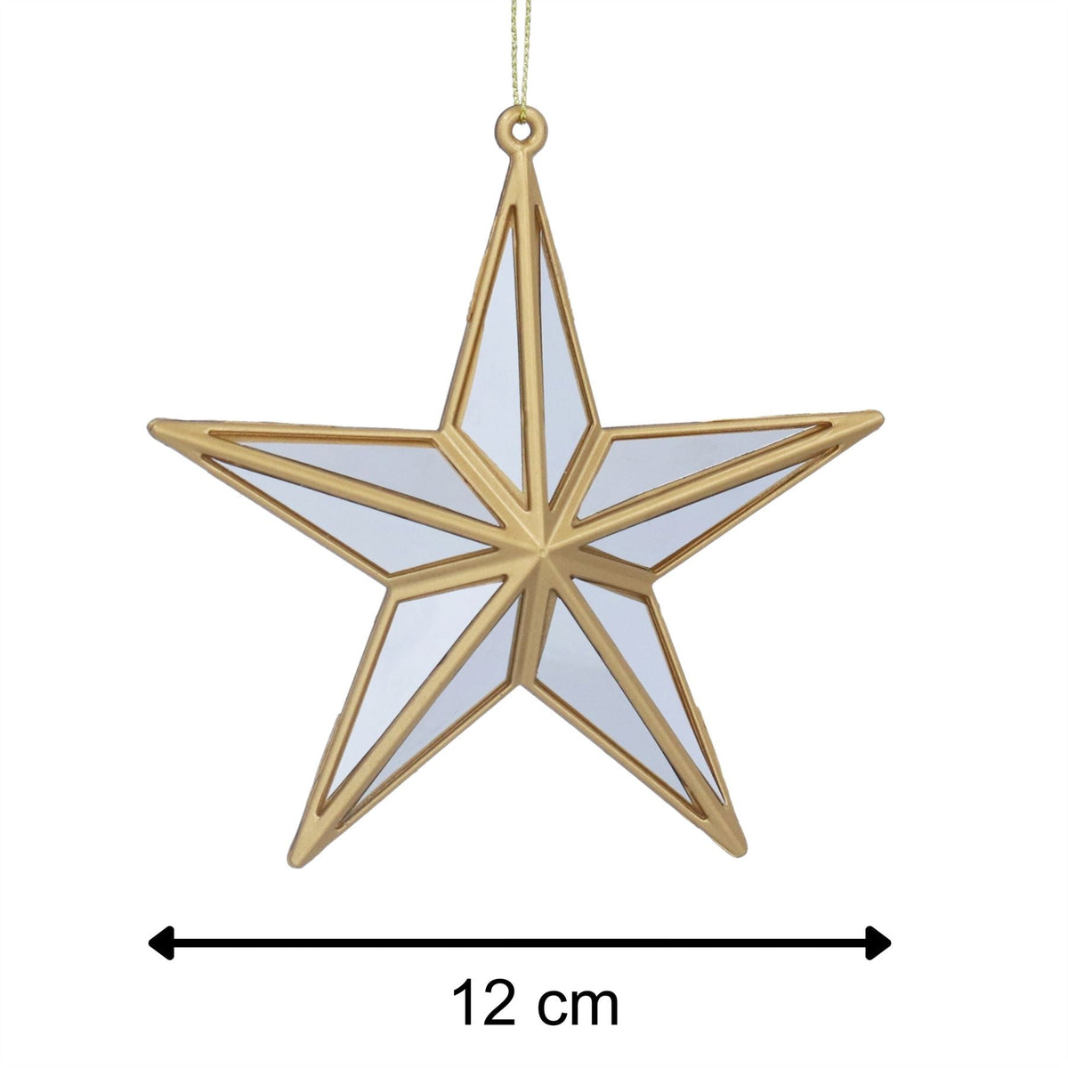 Mirrored Star Bauble | Gold & Silver Star Christmas Tree Ornament - 12cm Baubles - Tophatter Daily Deals