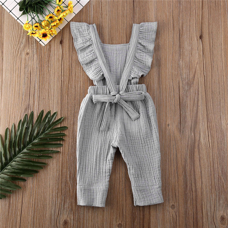 Bubble cotton pleated flying sleeve suspenders 0 - Tophatter Daily Deals