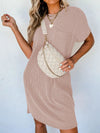 Round Neck Short Sleeve Mini Dress Mocha Casual Dresses - Tophatter Daily Deals