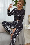 Tie-Dye Round Neck Top and Drawstring Waist Joggers Lounge Set Loungewear Sets - Tophatter Daily Deals