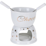 Chocolate Fondue Set | White Ceramic Tea Light Candle Fondue Pot with 2 Forks Fondue Set - Tophatter Daily Deals