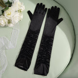 50cm Bridal Wedding Dress Satin Lengthened Gloves Black 50cm 0 - Tophatter Daily Deals
