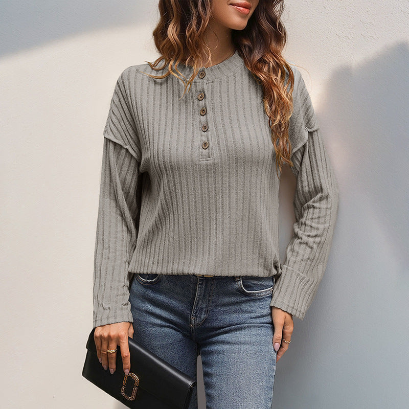 Soft Relaxed Women's Henley Top - Ribbed Polyester, Casual Khaki 3D Changing Face Moving Picture Frame - Tophatter Daily Deals