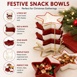 Star-Shaped Set of Snack Bowls, Ceramic Christmas Serving Bowls with Rack Bowl - Tophatter Daily Deals