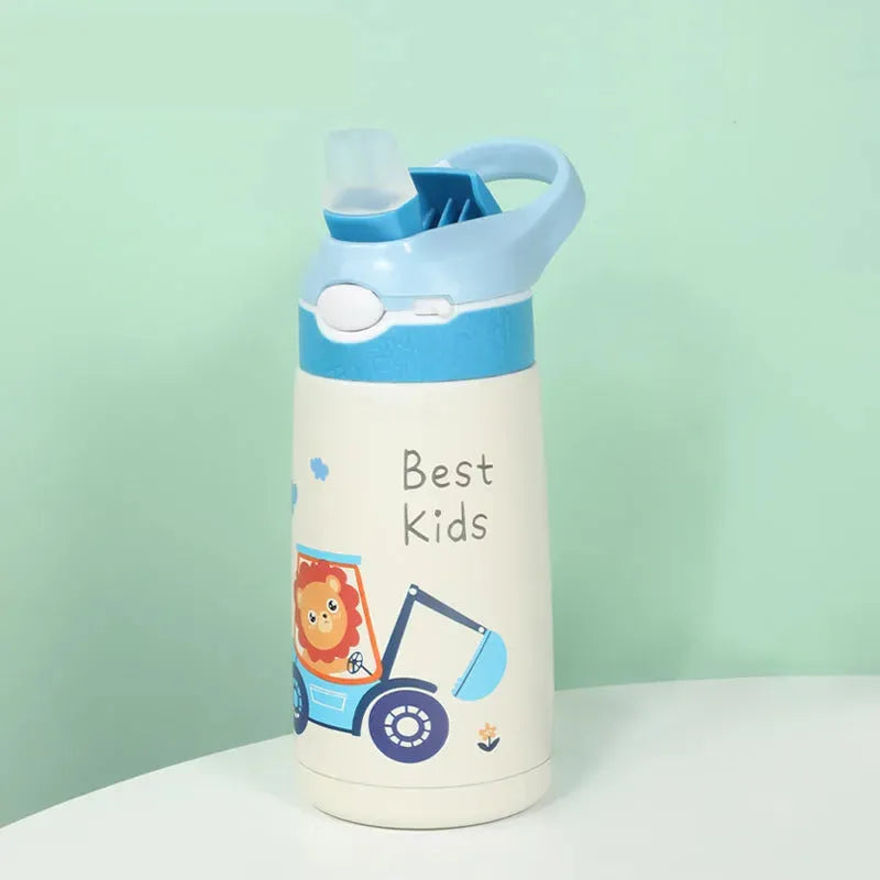 Tophatter's™ Sippy Straw Thermal Cup Blue Lion 400ml 13 oz Tumblers - Tophatter Daily Deals